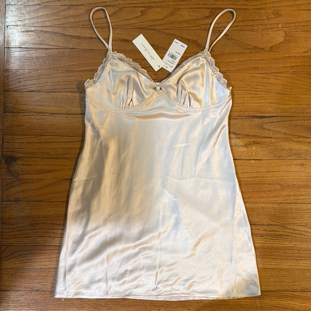Silk Satin Chemise in Champagne